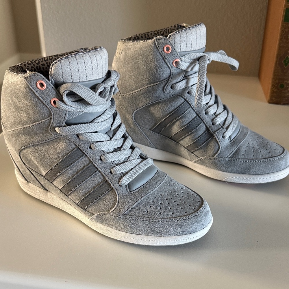 adidas Gray High-Top Wedge Sneakers